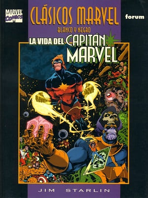 Descarga Clásicos Marvel Blanco y Negro La Vida del Capitán Marvel cómics en español
